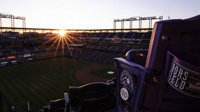 Coors Field at sunset.