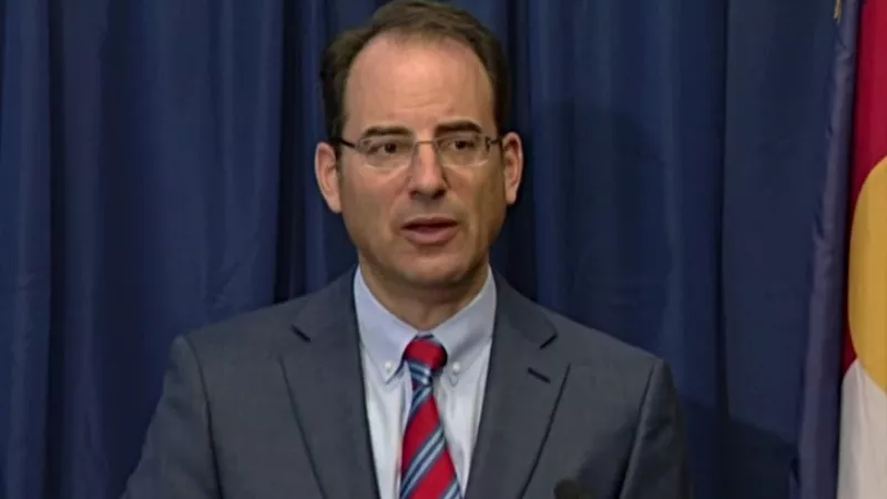 Image: Colorado Attorney General Phil Weiser taking a question during his September 15 press conference.