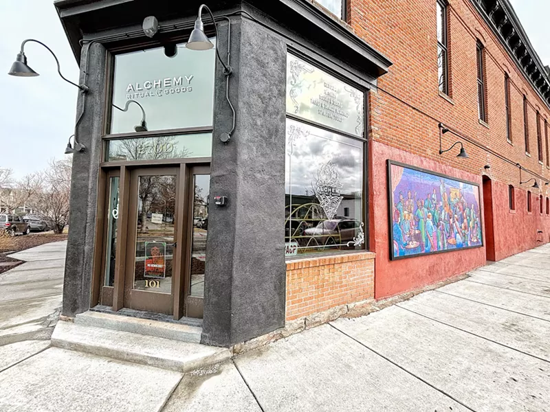 Image: a brick storefront
