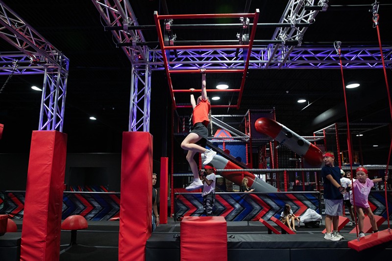 The 37,000-square-foot space has dozens of obstacles to test your inner ninja.