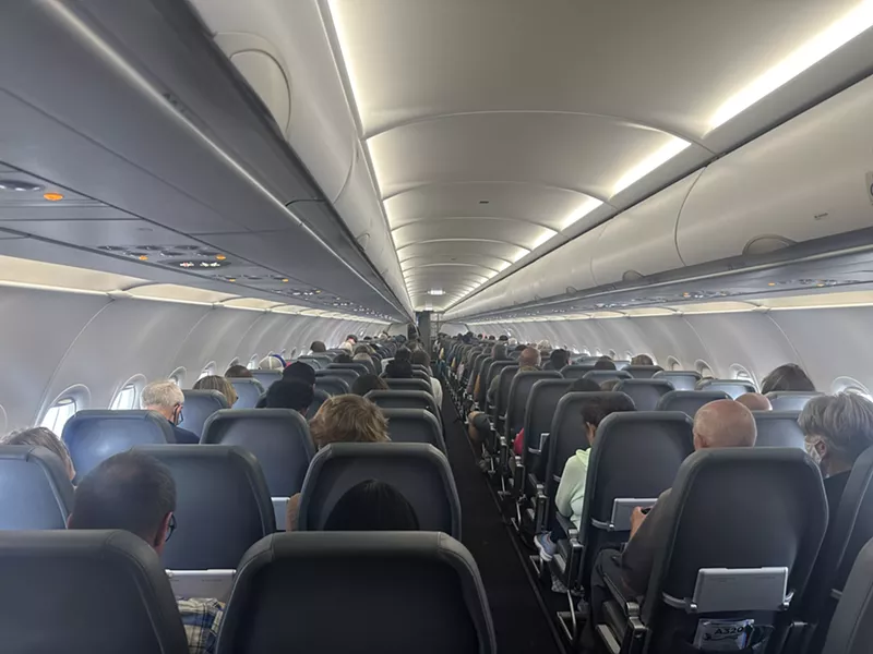 Image: inside frontier plane