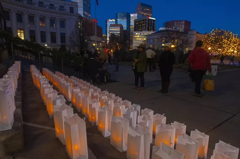 Image: Luminarios lined the steps of the City and County Building.