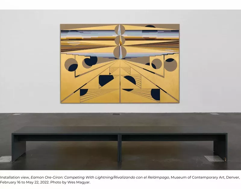 Image: Installation view, Eamon Ore-Giron: Competing With Lightning/Rivalizando con el Relámpago at MCA Denver