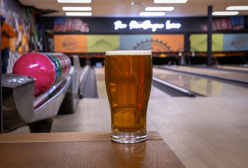 Image: A beer at a bowling lane.