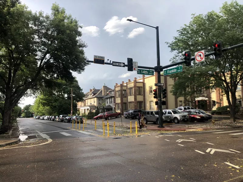 Image: The diverter at the intersection of 14th Avenue and Franklin Street that has residents upset.