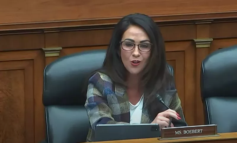 Image: Lauren Boebert, trying to be a comedian. She'll be here for at least the next two years, folks.