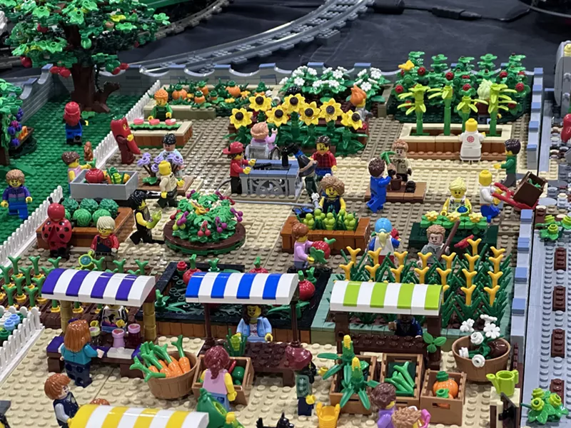 Image: Sets of legos built into a market scene