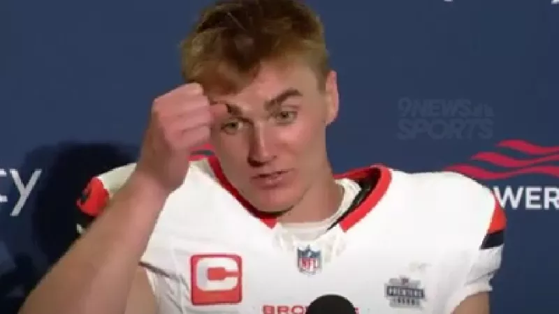 Image: Broncos quarterback Bo Nix at press conference