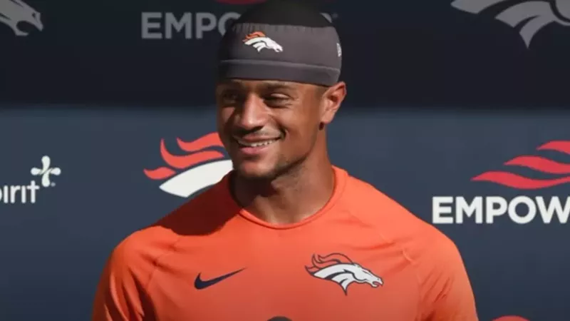 Image: Bronco player during post-game press conference