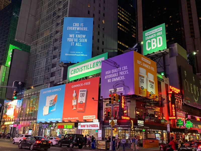 Image: CBDistillery bought advertising in New York's Time Square to announce itself in 2019.