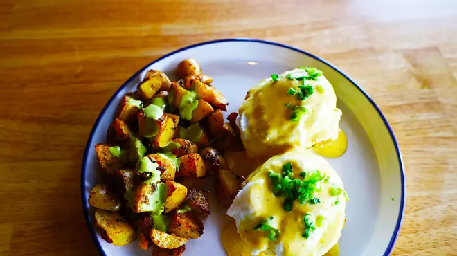 plate of eggs and potatoes for brunch