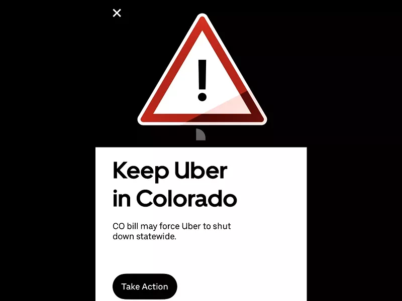 Image: Uber app warning