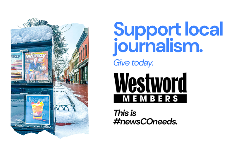 Image: White graphic with blue text saying "support local journalism"