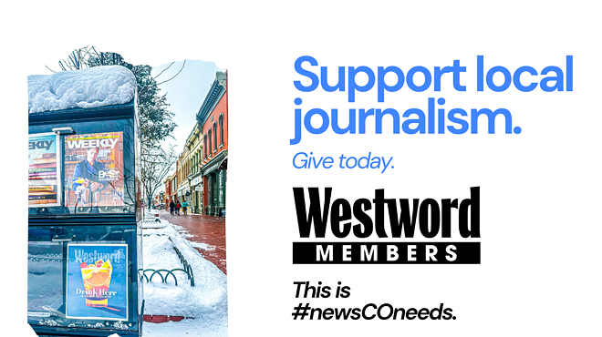 White graphic with blue text saying "support local journalism"