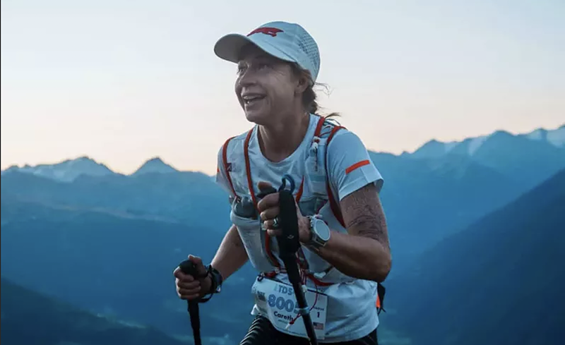 Image: Careth Arnold going uphill in the Alps