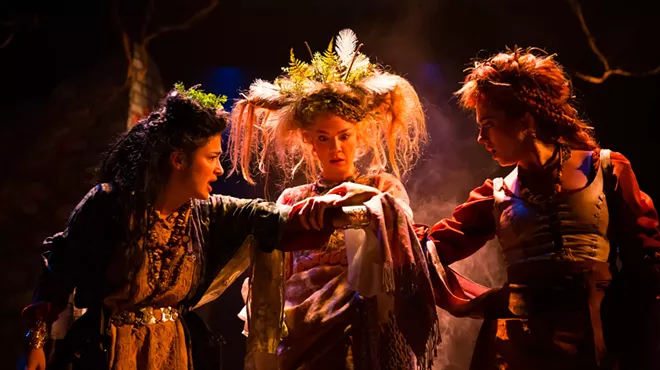 Actors perform in a Shakespeare play.