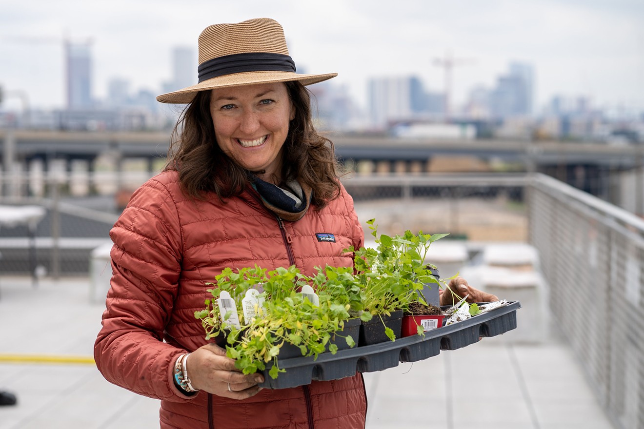Jen Bousselot, head horticulturist at the CSU Terra Rooftop Garden.