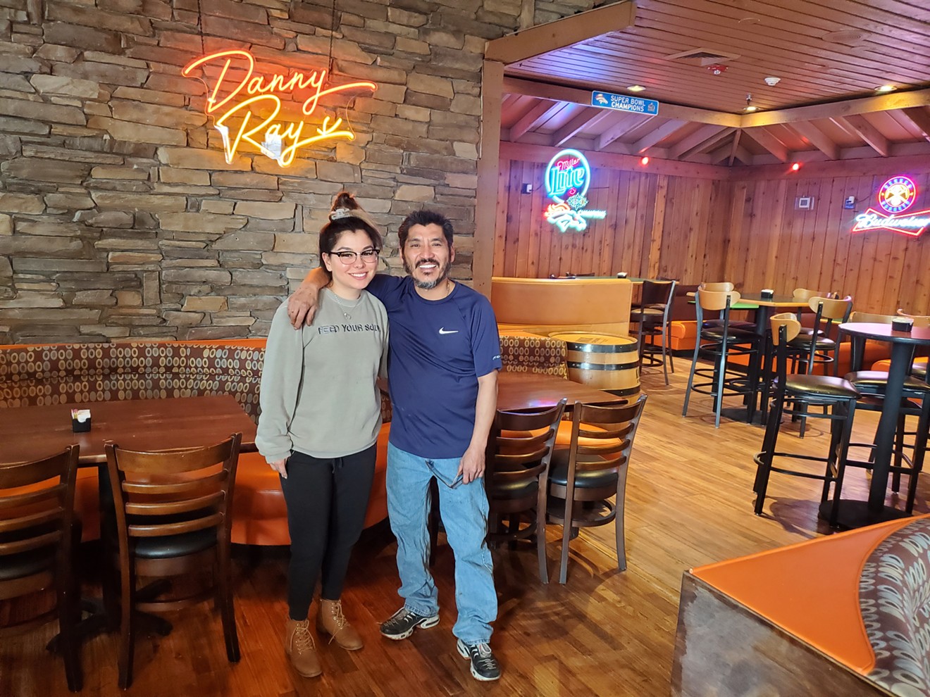 Danny Hopkins (right) with his daughter Samantha at their new all-day diner, Danny Ray's.