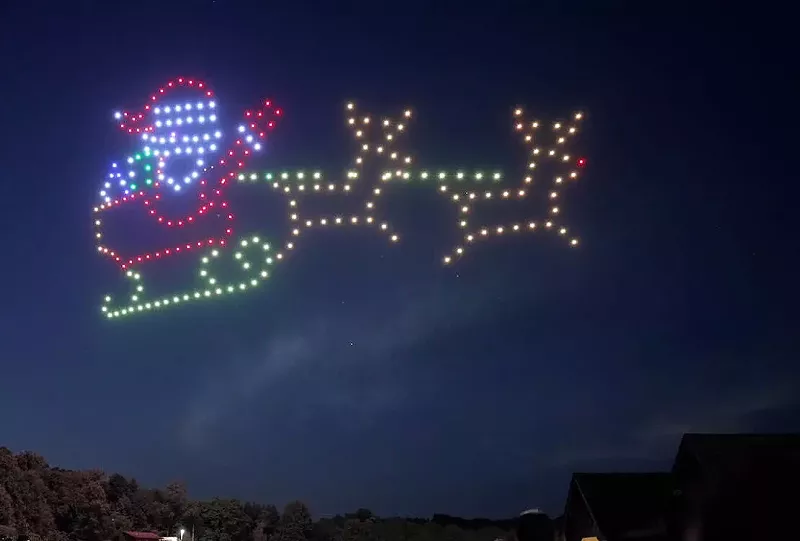 Image: santa figure in lights in sky