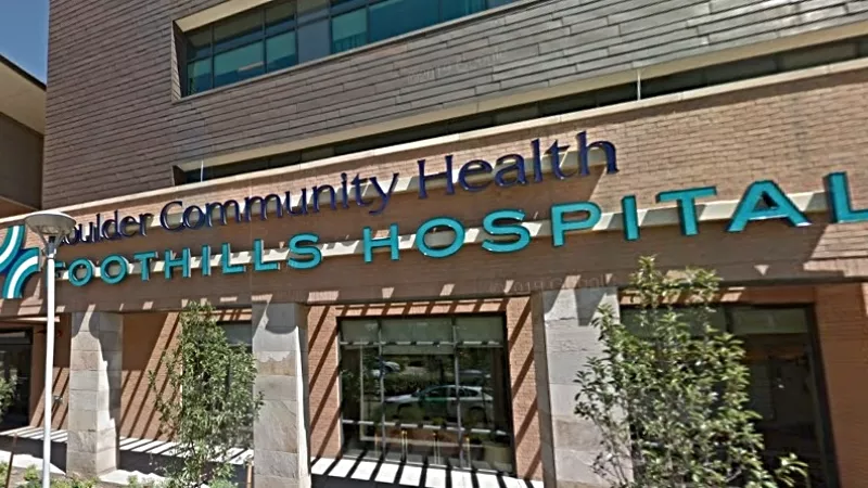 Image: Outside Boulder Community Health Foothills Hospital.