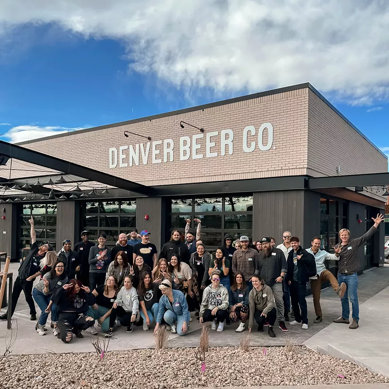 Image: The team celebrating the opening of the brewery.