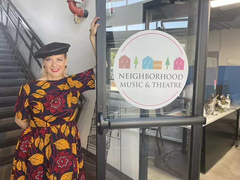 Image: Skye Barker Maa outside Neighborhood Music School at Stanley Marketplace.