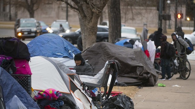 Homeless and tents in Denver.