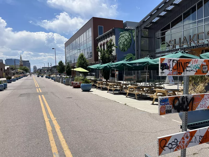 Image: businesses lining an empty street