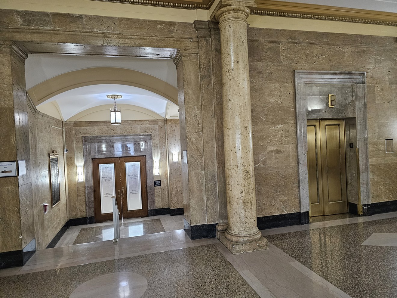 The entrance to the Parr-Widener Conference Room in City Hall.