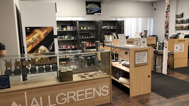 The inside store area of Allgreens dispensary in Denver, Colorado.