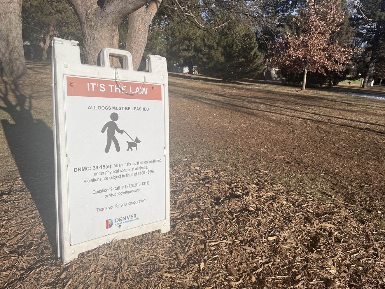This sign at Congress Park reminds people of the leash law.