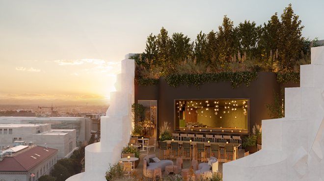 rendering of a rooftop bar