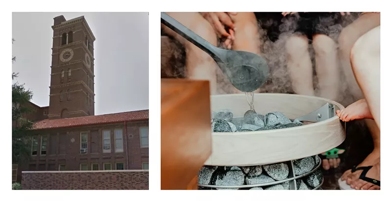 Image: South High School, left, was a late addition to Denver Public Schools' early release list of air-conditioning-free facilities expected to experience sauna-like conditions today.