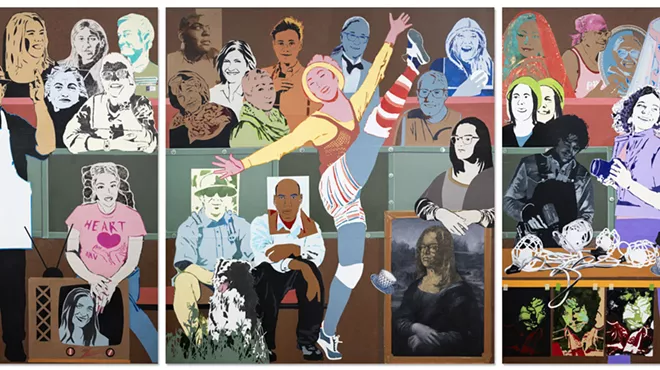 A painting of various people