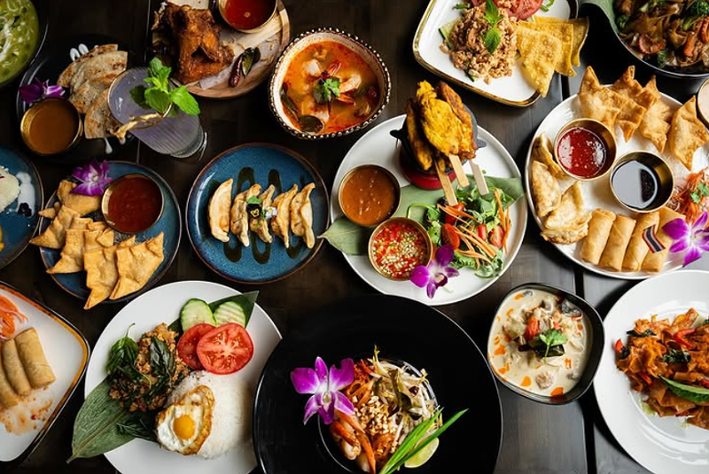Image: various thai dishes on a table