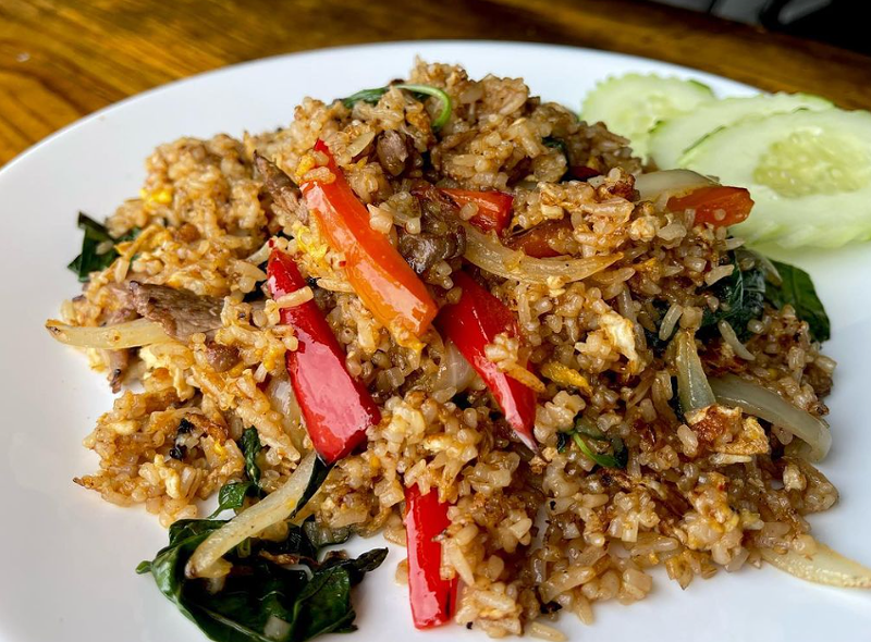 Image: Basil fried rice is the owner's favorite dish at La Mai.