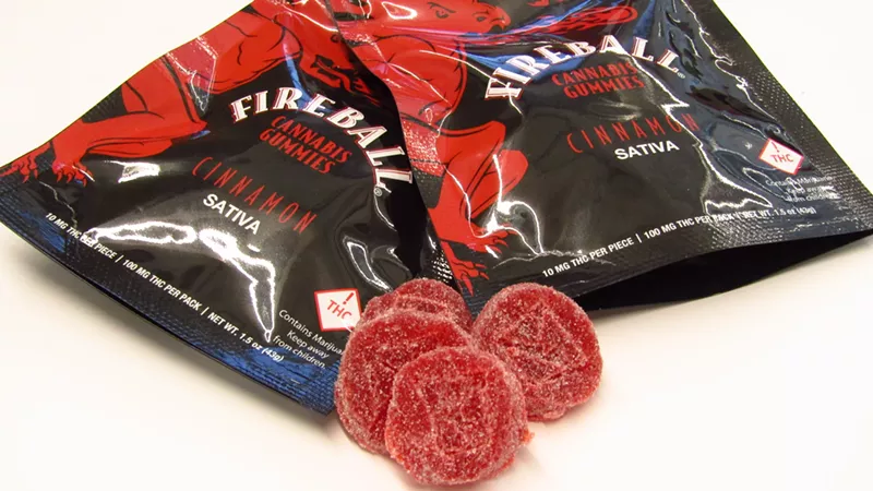 Image: Fireball's cannabis gummies each have 10 milligrams of THC and zero alcohol.