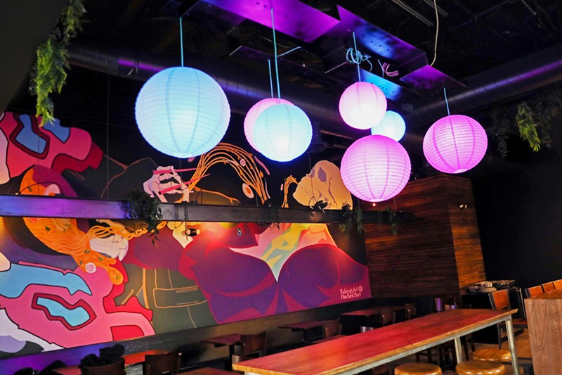 The interior of Glo is bright and playful.