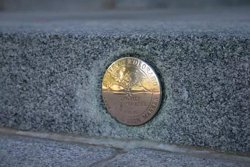 Image: The mile-high step at the Colorado Capitol.