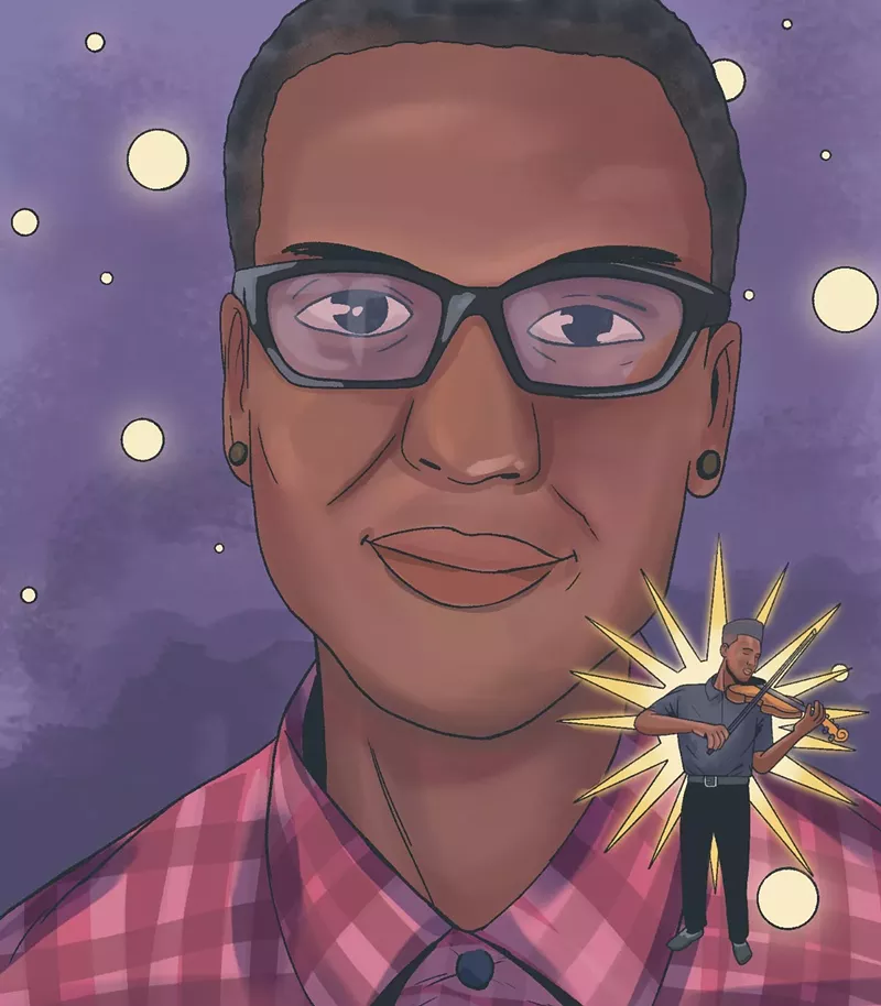 Image: portrait of Elijah McClain, with violin
