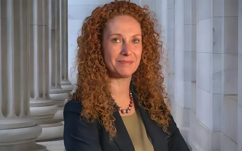Image: Mari Newman wearing her grandmother's necklace.