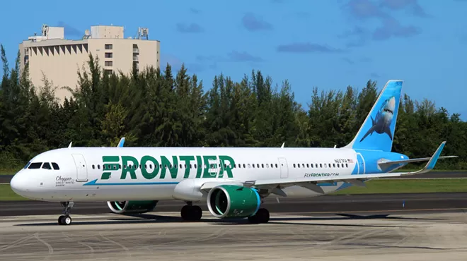 Frontier airlines plane on runway