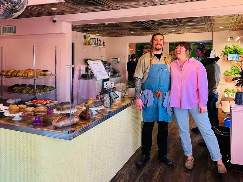 Image: Colton Steiner and Allison Declercq inside the new permanent home of Funky Flame.