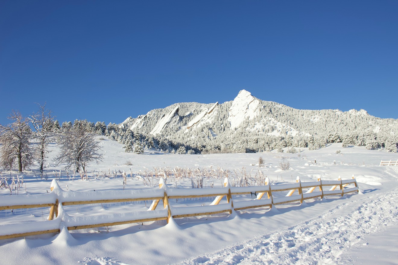Snowy views from Chautauqua Park, Boulder.