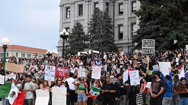Anti-Ice protesters at Colorado Capitol steps