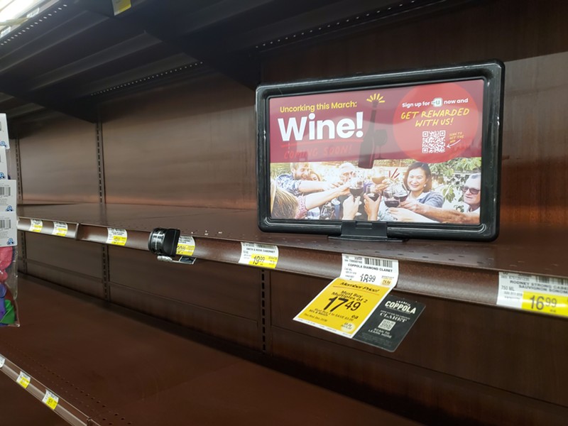 Shelves at a Safeway store in Denver were cleared and ready to be filled with wine on the morning of March 1.