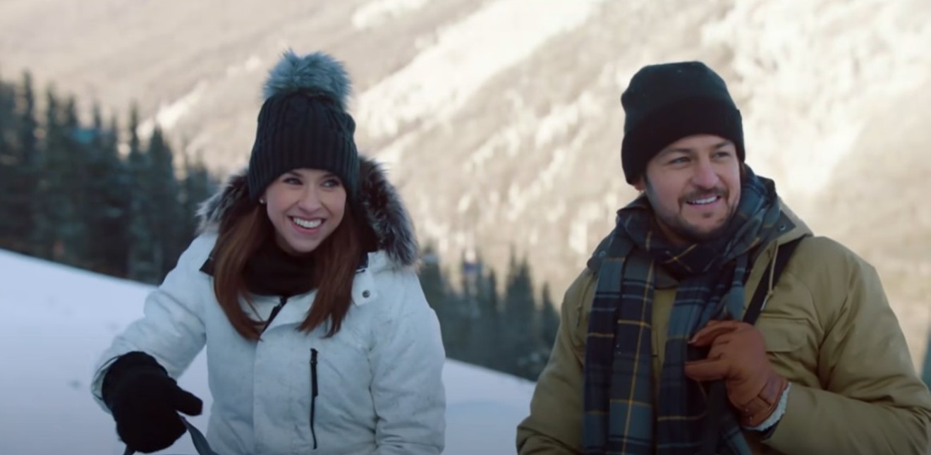Lacey Chabert and Tyler Hynes in Winter in Vail, actually filmed in Vail.