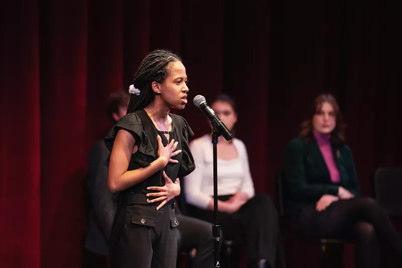 Image: Hana Kebede performing at Colorado's Poetry Out Loud competition on March 1.
