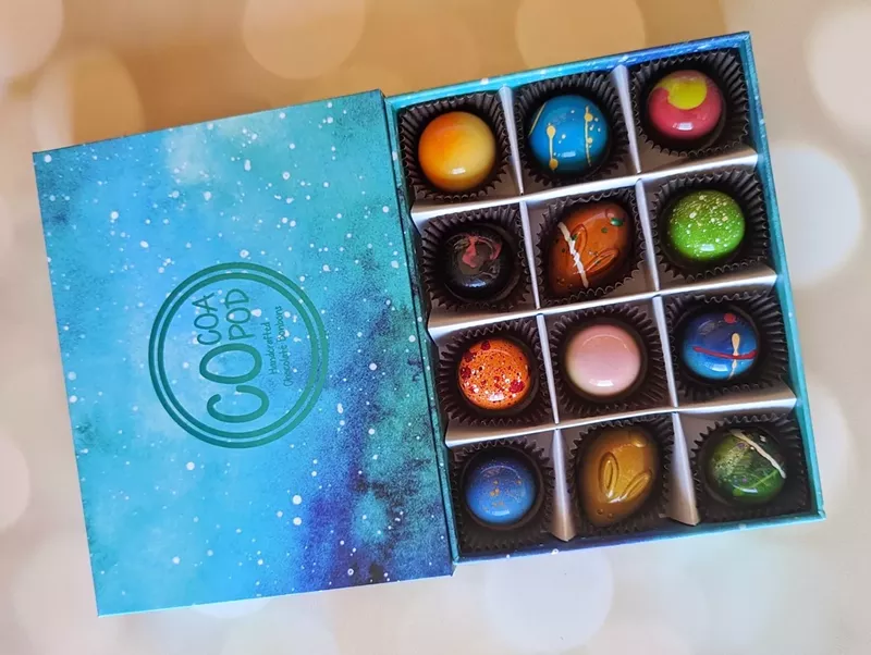 Image: colorful bon bons in a box