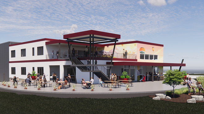 rendering of the exterior of a food hall